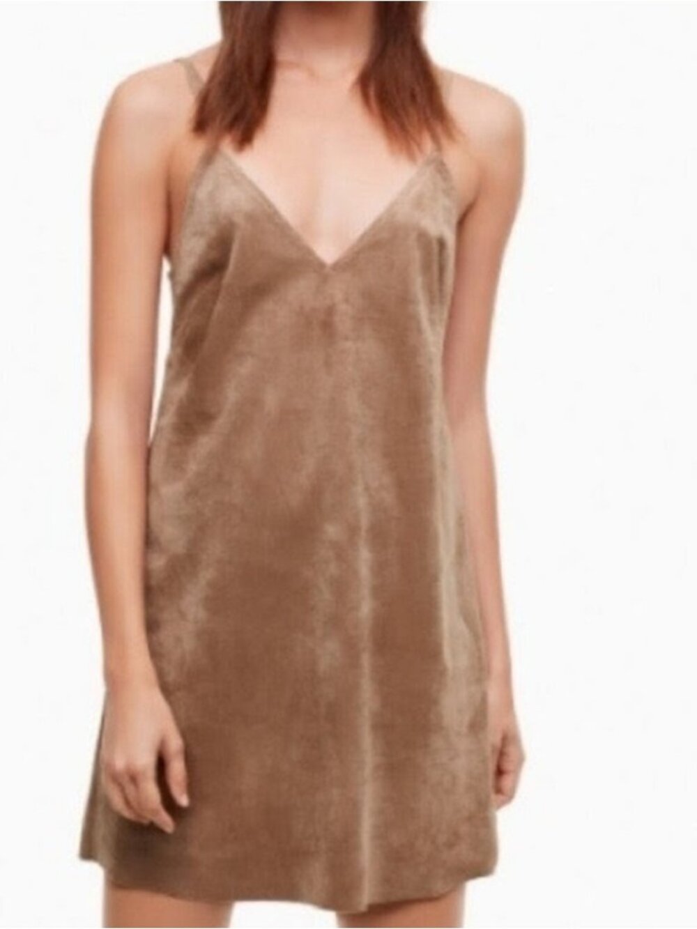 Wilfred Vivienne Camel Faux Suede Mini Dress